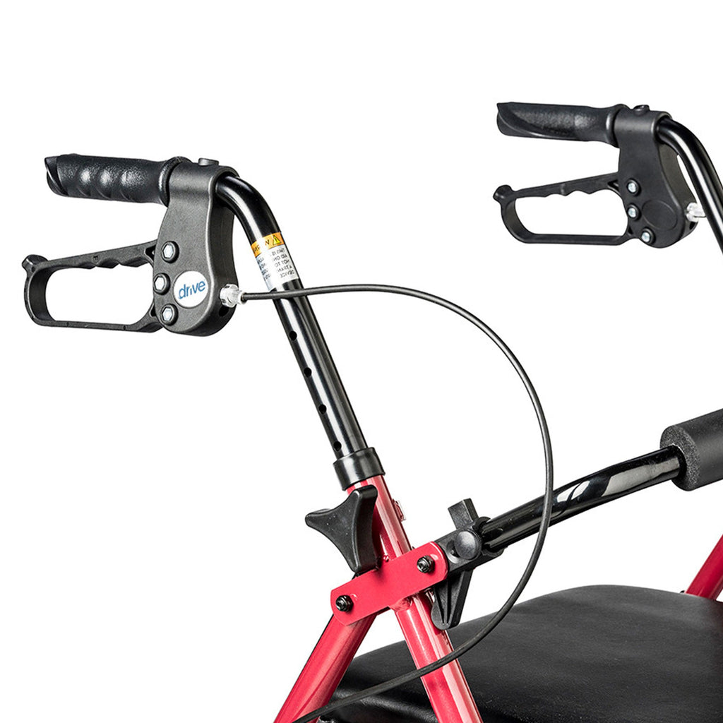 2025 Andador de altura ajustable en aluminio con ruedas de 15 cm, rojo – Drive Medical