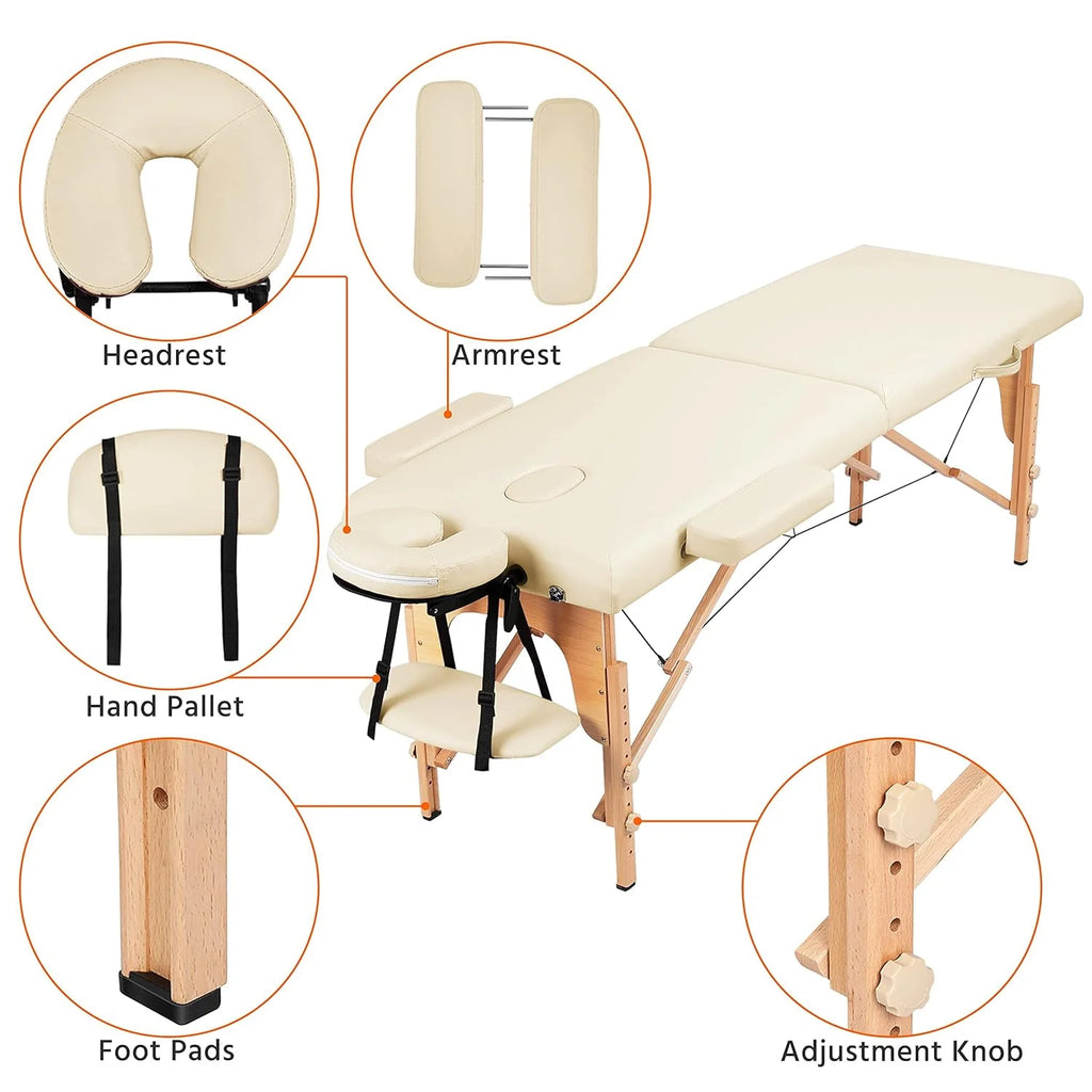 Mesa de Masajes Yaheetech – Mesa Plegable Portátil para Tratamientos, Pestañas, Spa – Mesa de Masaje Ajustable en 2 Secciones con Bolsa No Tejida, 24 pulgadas, Negra