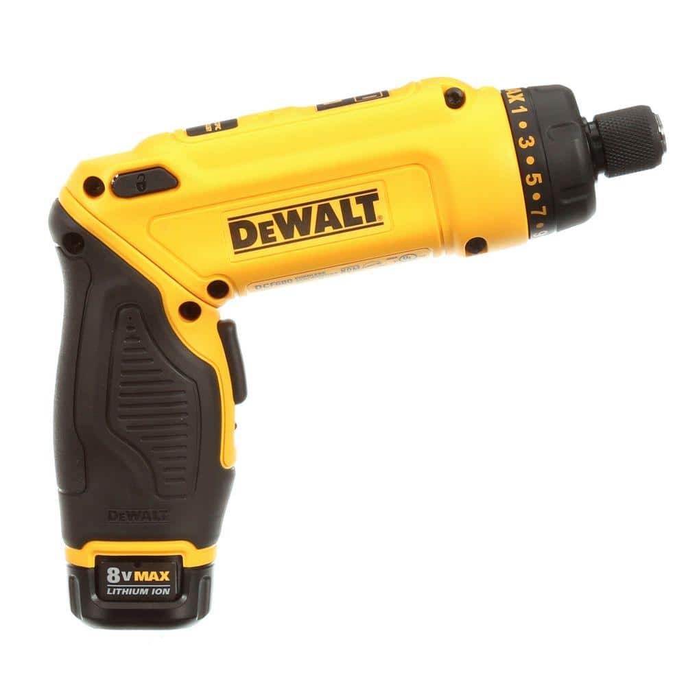 2025 Destornillador Giroscópico Inalámbrico 8V MAX con Mango Ajustable, (2) Baterías de 1.0Ah, Cargador y Bolsa DCF680N2