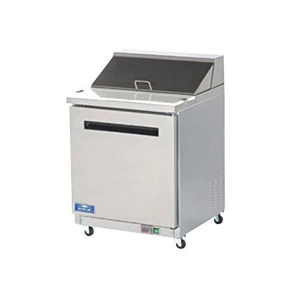 Arctic Air AMT28R Mesa Refrigerada para Preparar Sándwiches/Ensaladas Mega Top de 29 pulgadas con 1 Puerta, 115v, Plata