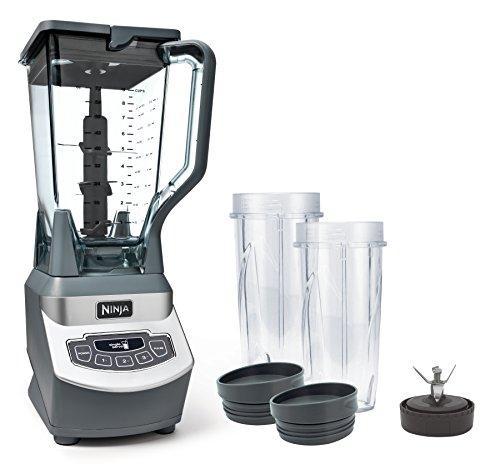 Licuadora Profesional Ninja de Mostrador con Base de 1100 Vatios, Vaso Triturador de 72 oz y (2) Vasos de 16 oz para Bebidas Congeladas y Batidos (BL660), Color Gris