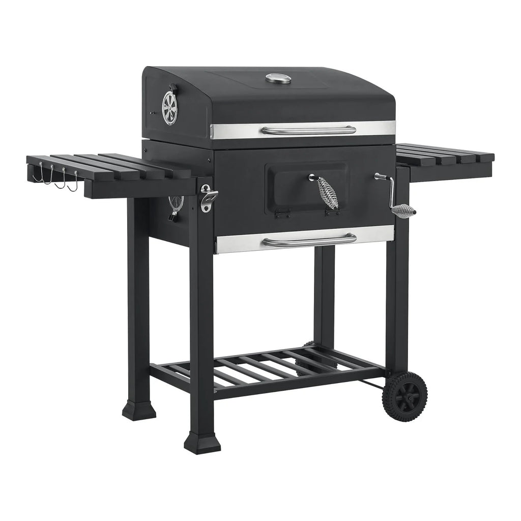 Barbacoa De Carbón Arnad Con 2 Estantes Acero 105x135x48cm - Negro [casa.pro]