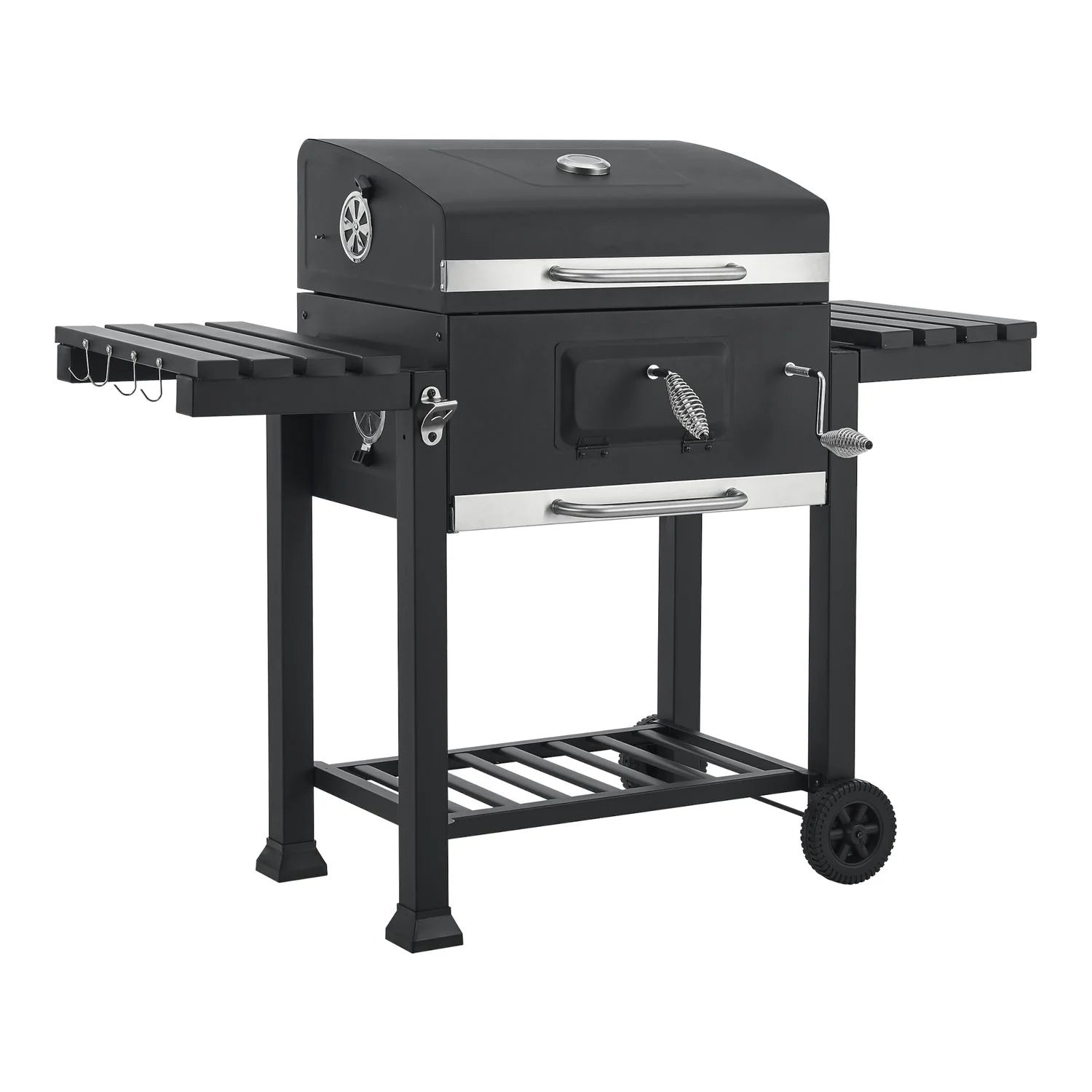 Barbacoa De Carbón Arnad Con 2 Estantes Acero 105x135x48cm - Negro [casa.pro]