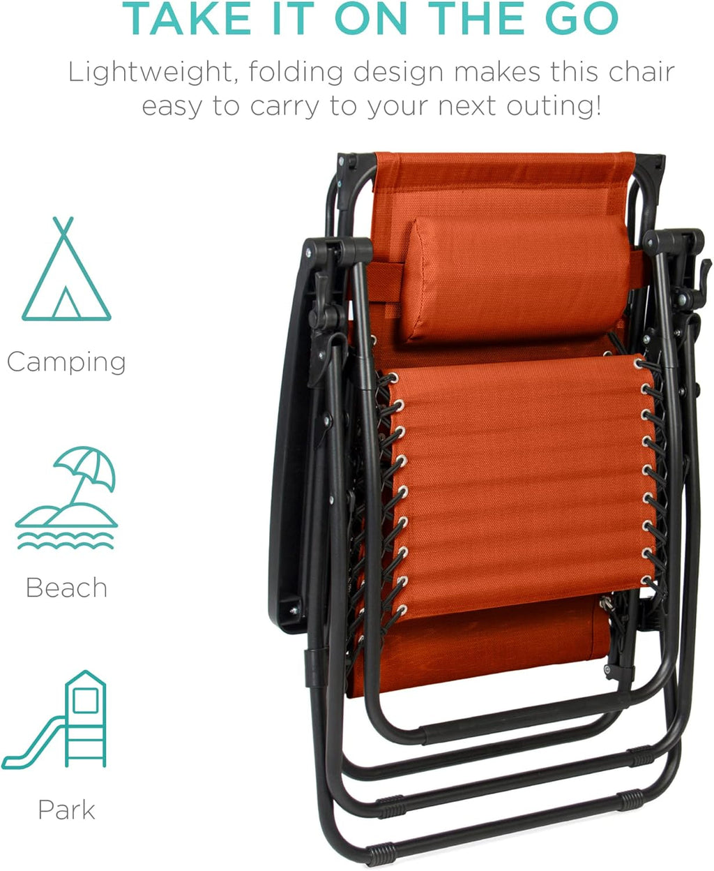Best Choice Products – Silla Reclinable de Patio con Gravedad Cero, Ajustable y Plegable para Exteriores con Dosel, Almohada Cervical y Bandeja Lateral, Textileno – Azul Pavo Real