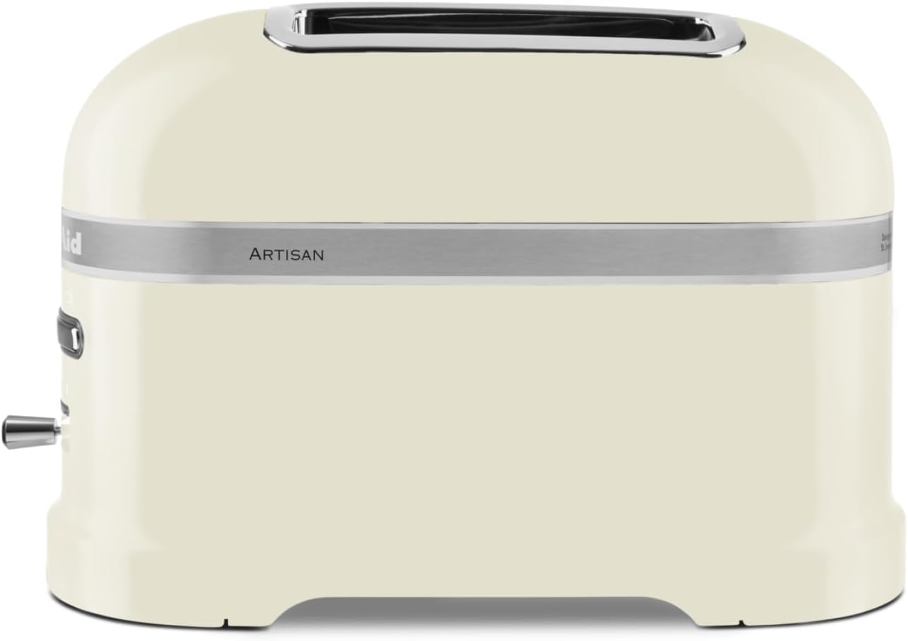 KitchenAid Tostadora de Pan con Doble Ranura Ancha - Artisan - Para Diferentes Tipos de Pan - 7 Niveles de Tostado - Con Rejilla para Sándwiches - Crema