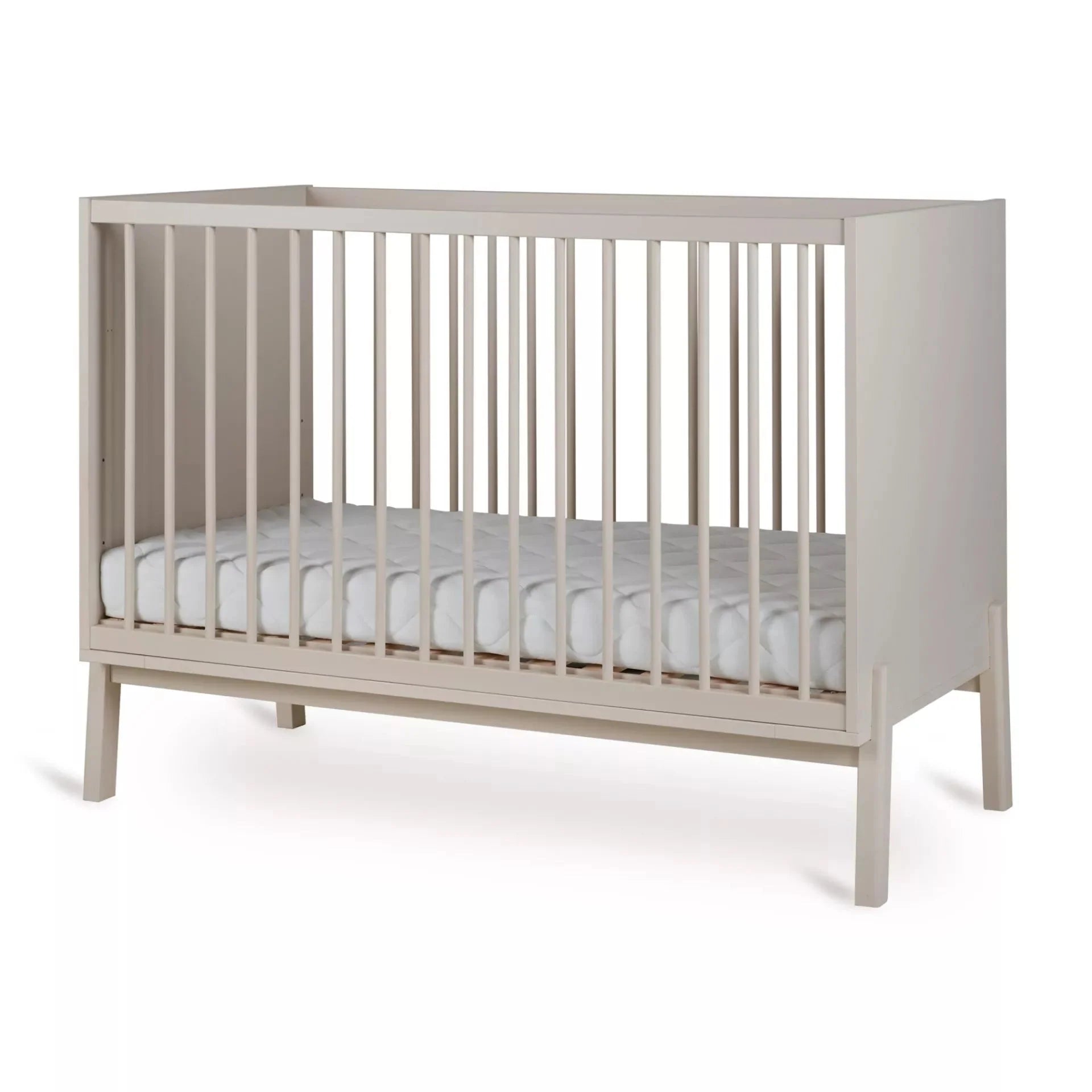 2025 Cuna Quax Ashi – 60x120 cm | Ajustable en 3 alturas | Madera de haya certificada FSC | Color Greige | Con somier de lamas, sin colchón