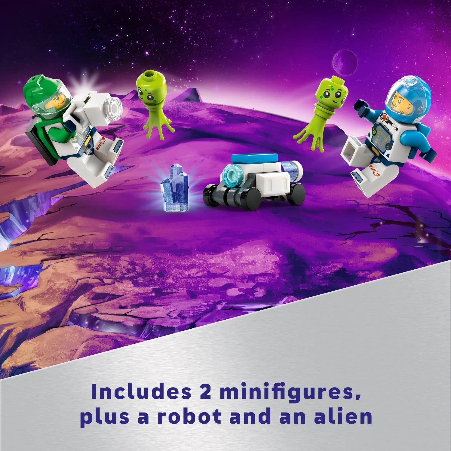 LEGO City Explorador Espacial con Rover y Vida Extraterrestre, Juguete Espacial para Niños y Niñas de 6 Años en Adelante con 2 Minifiguras, Robot y Figuras Extraterrestres, Juguete STEM de Juego Imaginativo, 60431
