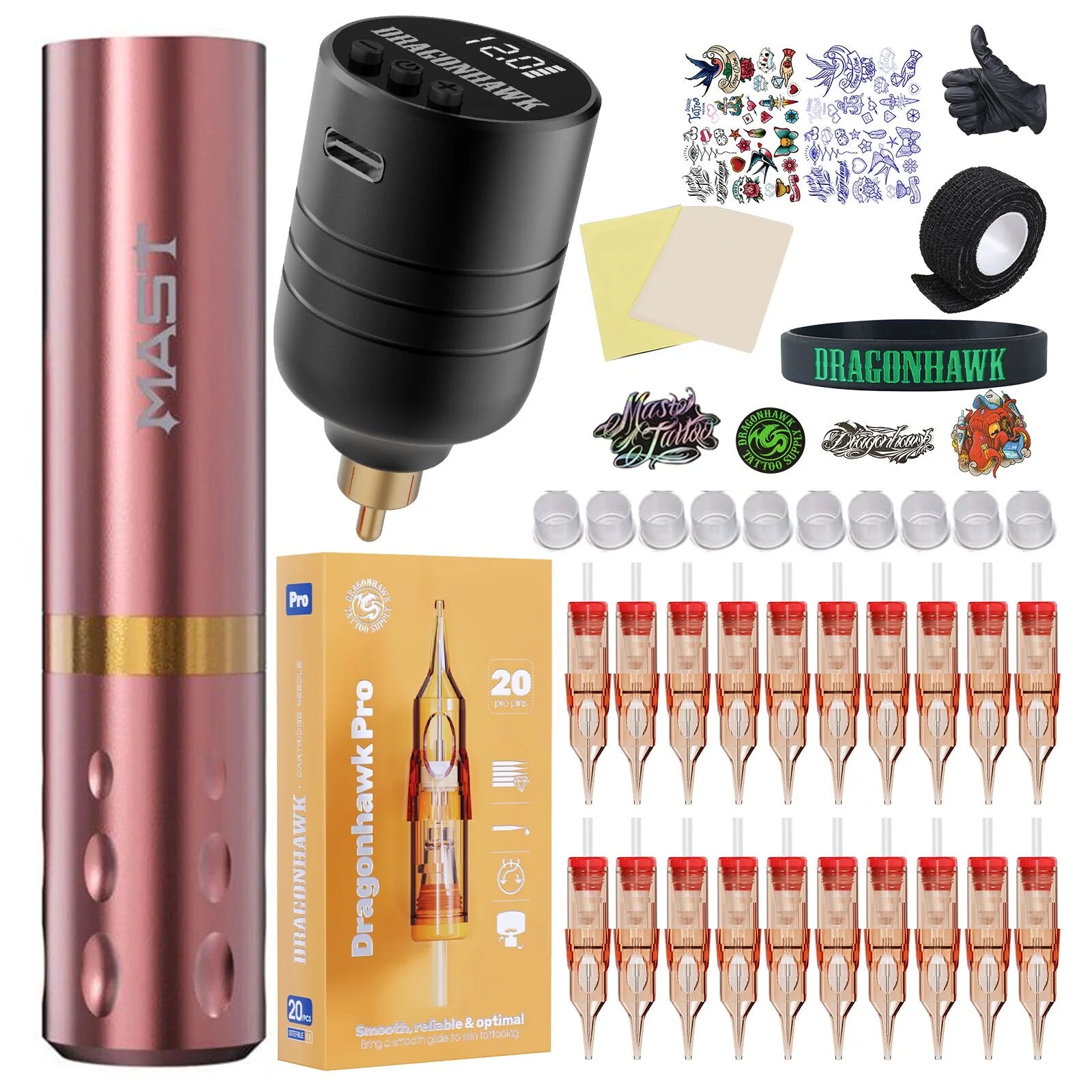Dragonhawk S6 Pro Pluma de Tatuaje con Kit de Baterías Inalámbricas