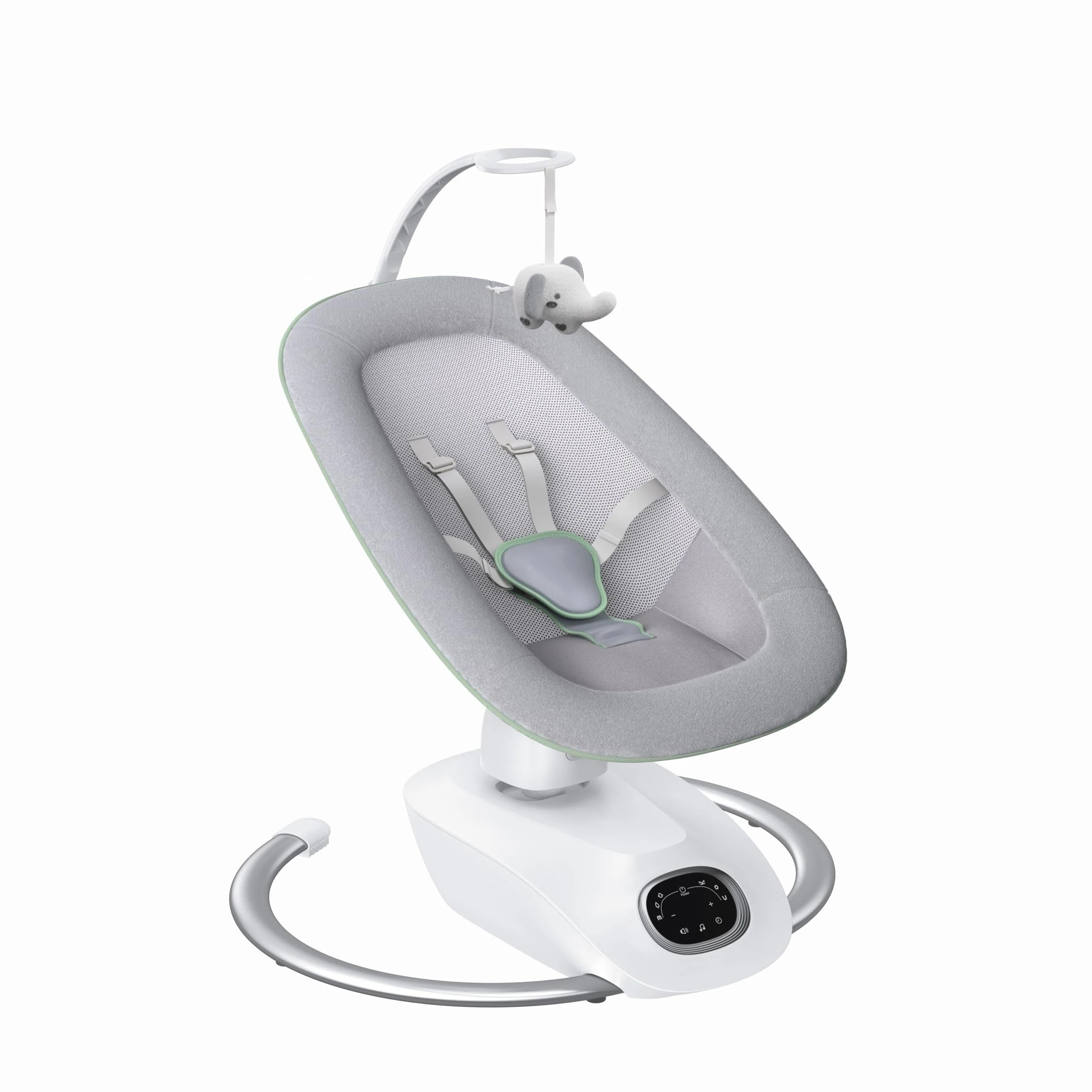 CocoSway Columpio Eléctrico 3D para Bebé – Movimiento Eléctrico para Recién Nacidos, 6 Modos de Balanceo y 4 Velocidades, Control Remoto, 8 Canciones de Cuna, Comodidad para Bebés hasta 9 kg, Acabado en Estilo Adoquines