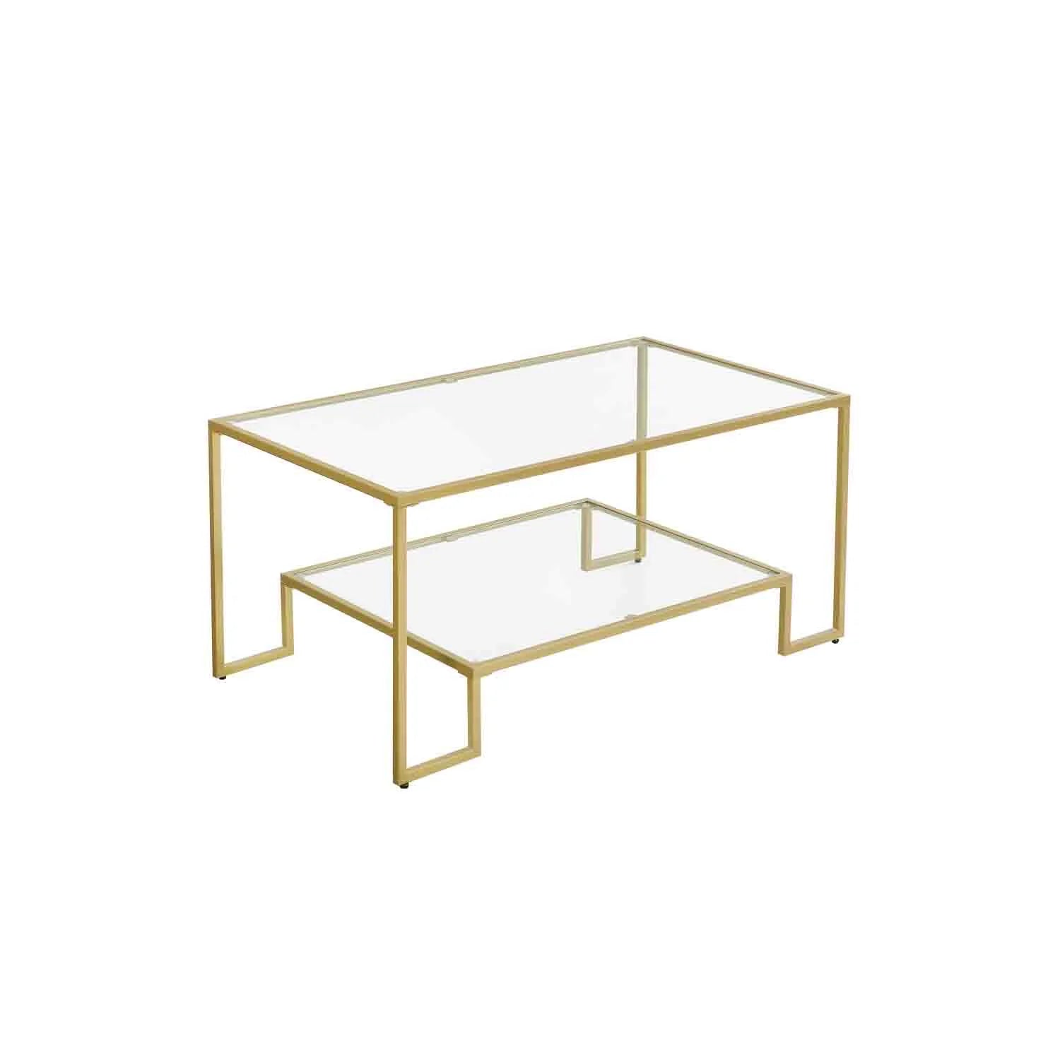 Mesa de Centro de Vidrio con Almacenamiento Superficie de Vidrio Templado