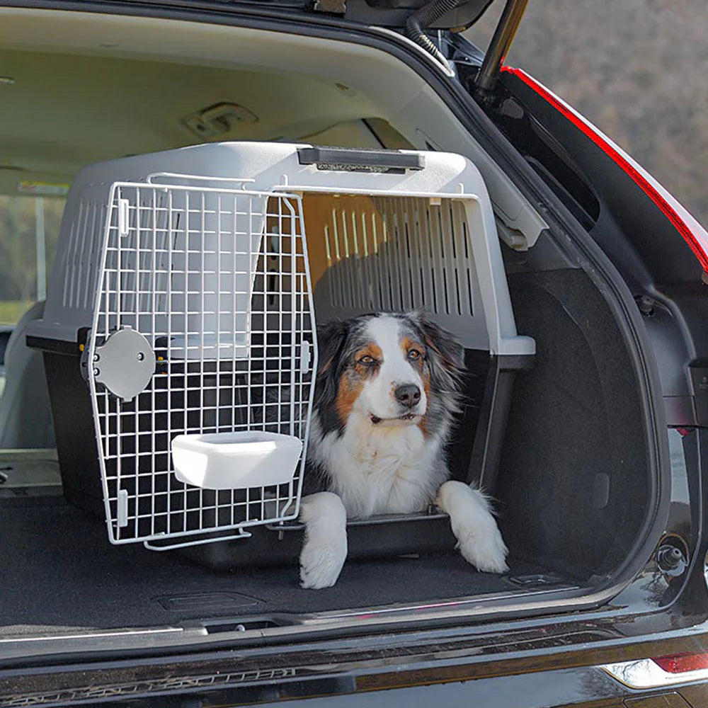 2025 Atlas – Transportín para animales seguro y versátil, con cierres de seguridad, ventilación, comedero y ruedas opcionales, conforme a las normas IATA