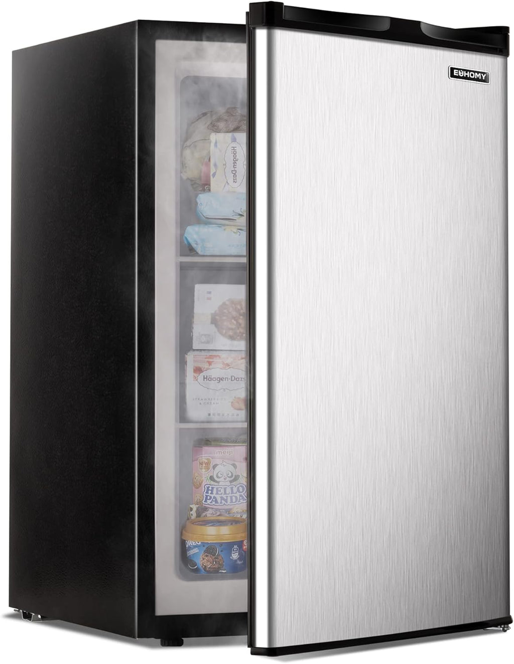 2025 Congelador vertical de 3.0 pies cúbicos, puerta única reversible de acero inoxidable, congelador compacto para casa, residencias universitarias, apartamentos y oficinas (plata)