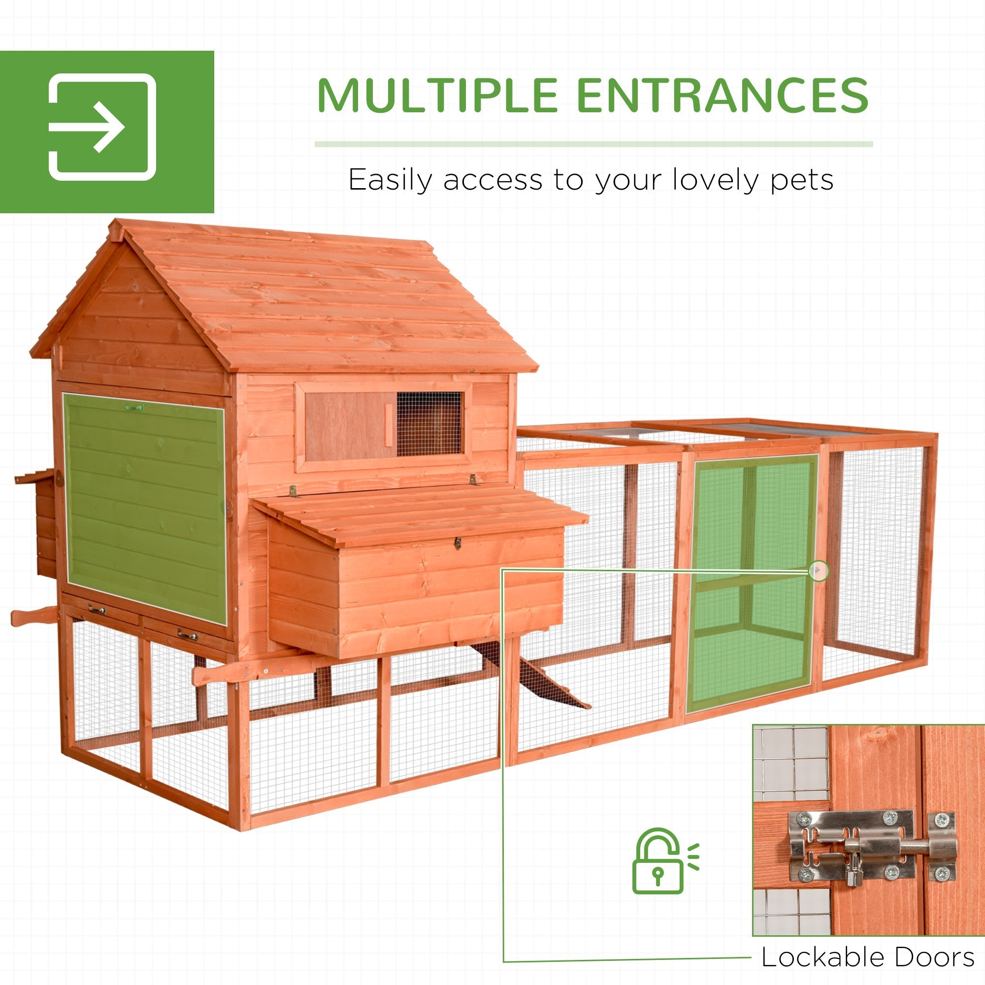 2025 Casa para Gallinas PawHut Grande con Corral, Casa para Patos, Gallinas y Aves de Corral