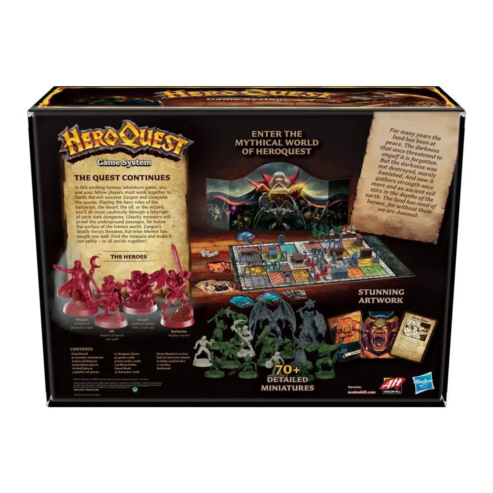 Avalon Hill HeroQuest Juego de Mesa, Aventura Fantástica de Mazmorras con Miniaturas, para 2-5 Jugadores, Edades 14 en adelante