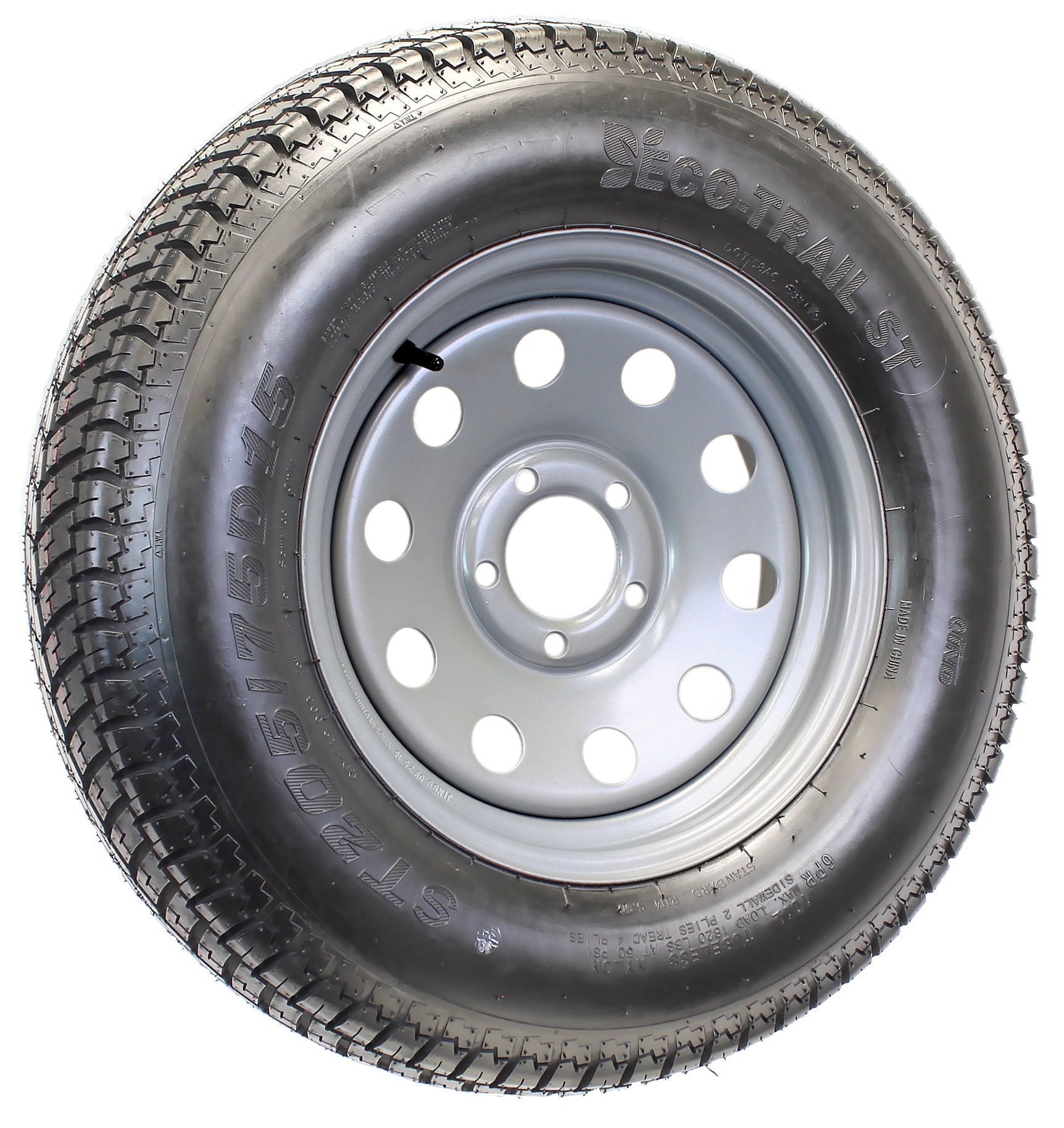 Neumático de remolque montado en llanta ST205/75D15 F78-15 205/75-15 LRC 5 agujeros, llanta modular plateada