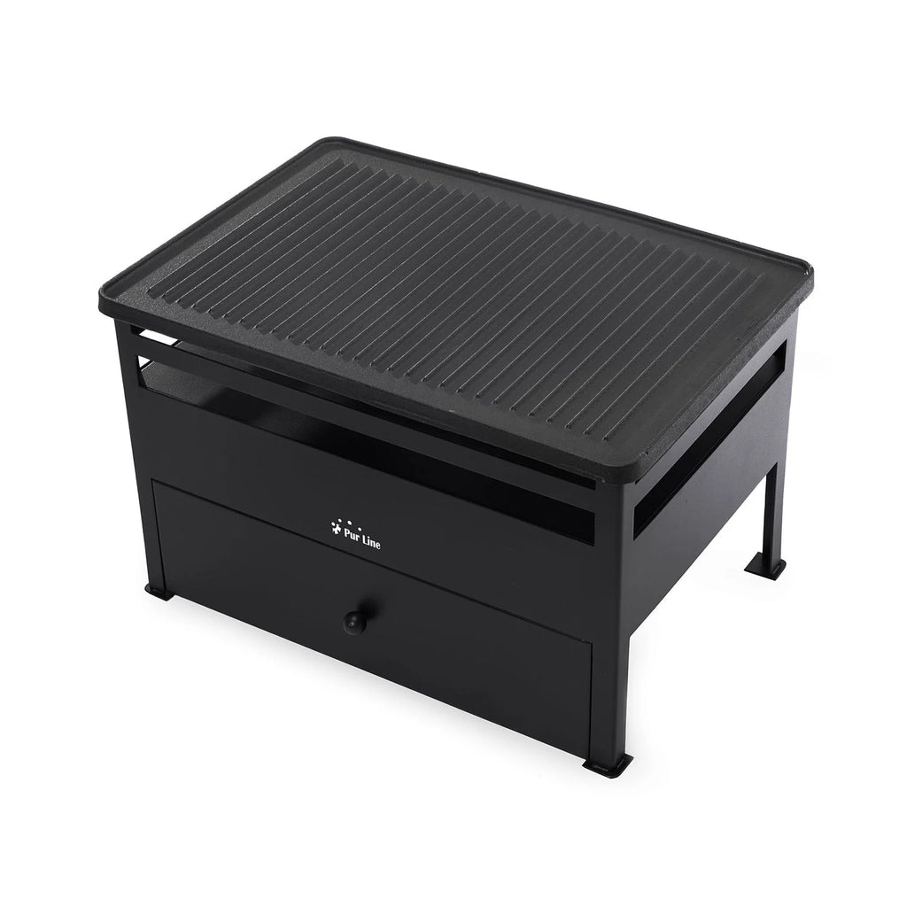Barbacoa De Etanol 1.5l Acero Rojo Y Plancha Rectangular De Hierro