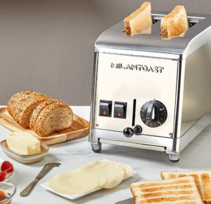 2025 Tostadora de acero inoxidable Milantoast con soporte para panecillos