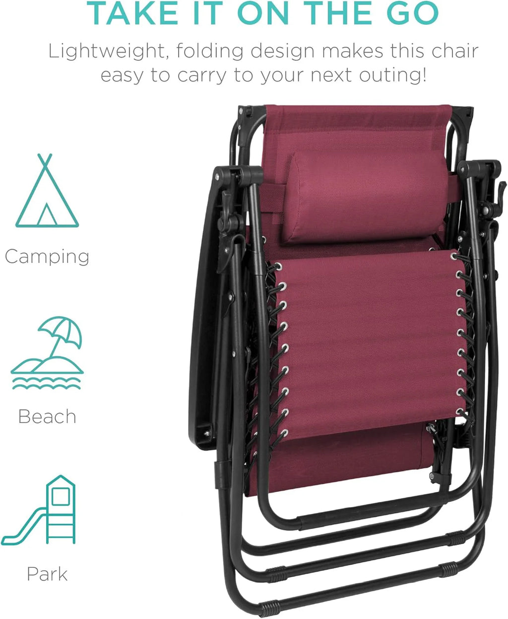 Best Choice Products – Silla Reclinable de Patio con Gravedad Cero, Ajustable y Plegable para Exteriores con Dosel, Almohada Cervical y Bandeja Lateral, Textileno – Azul Pavo Real