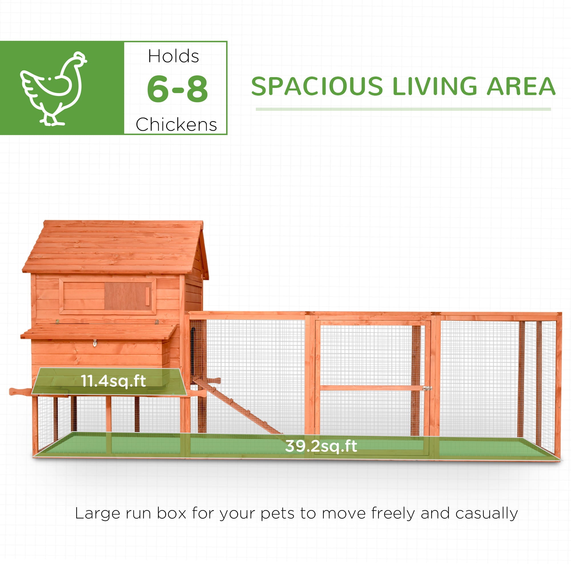 2025 Casa para Gallinas PawHut Grande con Corral, Casa para Patos, Gallinas y Aves de Corral