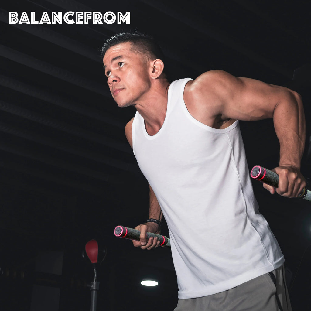 2025 BalanceFrom Estación Multifuncional de Dips para Gimnasio en Casa, Capacidad 500 lb, Rojo