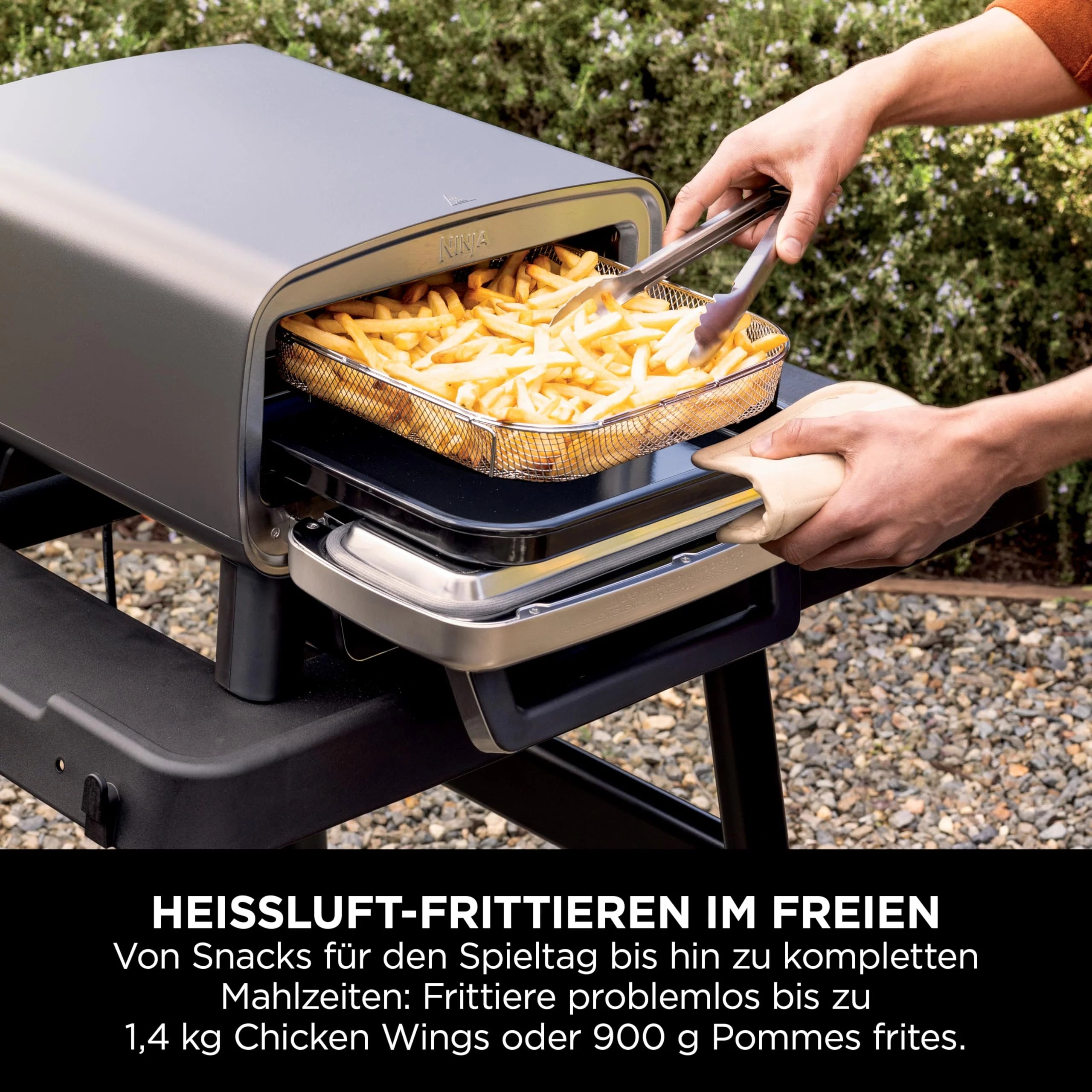 2025 Ninja Artisan Horno para Pizza Exterior y Freidora de Aire Caliente 4 en 1, 30 cm, Gris MO201EU