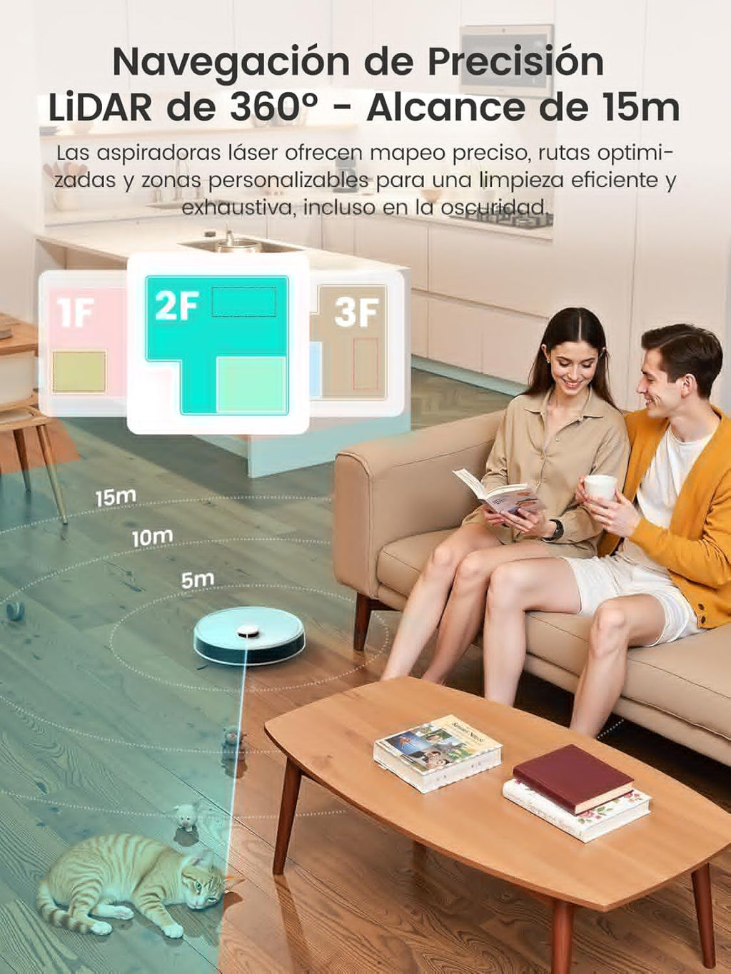 Lefant M3 Robot Aspirador y Friegasuelos con Base de Autovaciado, Navegación Láser dToF, Mapeo Inteligente, Evitación Obstáculos PSD 190°, 12000Pa, Autonomía 220mins, WiFi/Alexa/APP/i Watch, 2,4G & 5G
