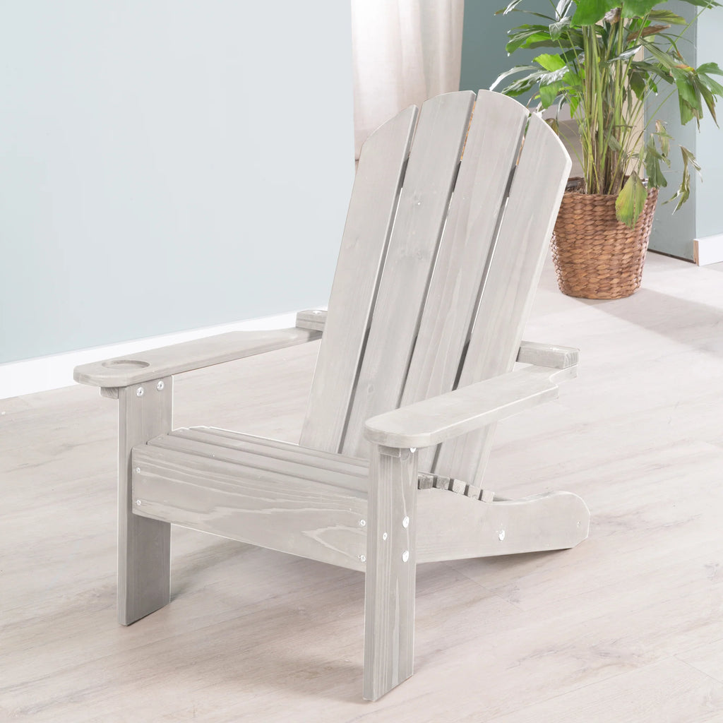 Silla Infantil de Exterior "Tumbona" – Tumbona de Madera Certificada FSC – Acabado en Gris Grabado