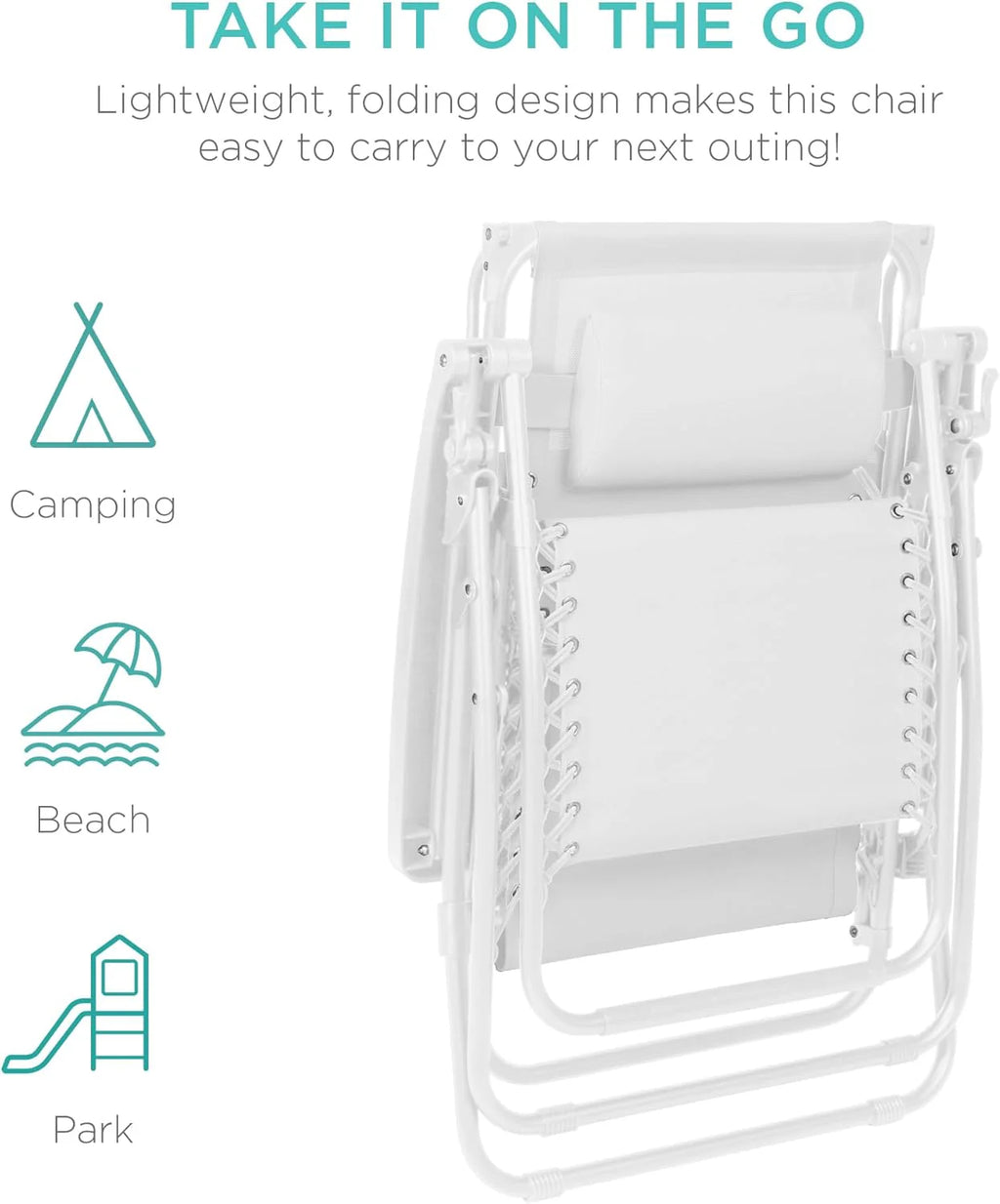 Best Choice Products – Silla Reclinable de Patio con Gravedad Cero, Ajustable y Plegable para Exteriores con Dosel, Almohada Cervical y Bandeja Lateral, Textileno – Azul Pavo Real