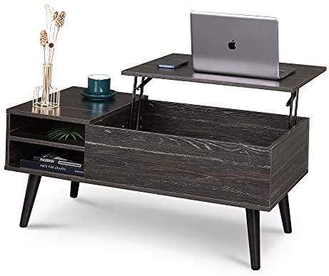 Mesa de Centro WLIVE con Tapa Elevable, Compartimento Oculto y Estante de Almacenamiento Ajustable