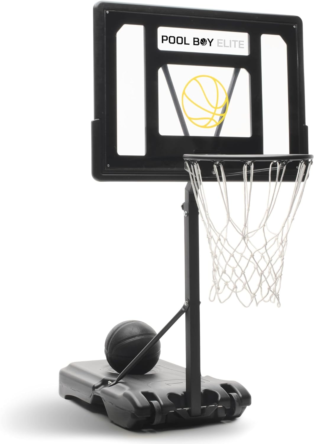 All-In-One Aro de Baloncesto para Piscina – Incluye Balón Compuesto, Bomba de Aire y Herramientas – Set Resistente en Negro Mate – Canasta Ajustable para el Lado de la Piscina – Para Niños, Adolescentes y Adultos