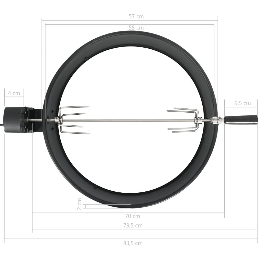 Kit De Anillo Asador De Barbacoa Negro 57 Cm Vidaxl