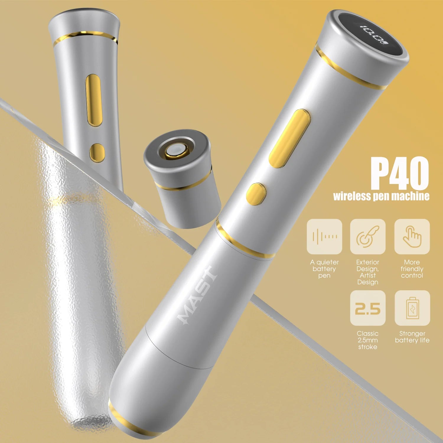 Máquina de Tatuaje Pen Inalámbrica Mast P40 con Recorrido de 2.5 mm