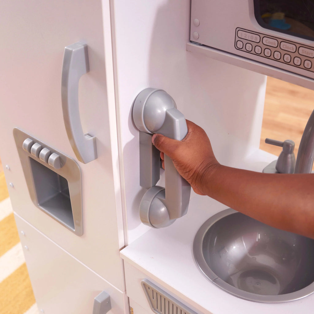 2025 Cocina de Juguete de Madera Vintage KidKraft Blanca con Fabricador de Hielo y Teléfono de Juguete