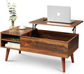 Mesa de Centro WLIVE con Tapa Elevable, Compartimento Oculto y Estante de Almacenamiento Ajustable