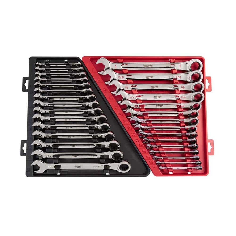 Juego de Llaves de Carraca Combinadas SAE/Métricas Milwaukee 30 Piezas
