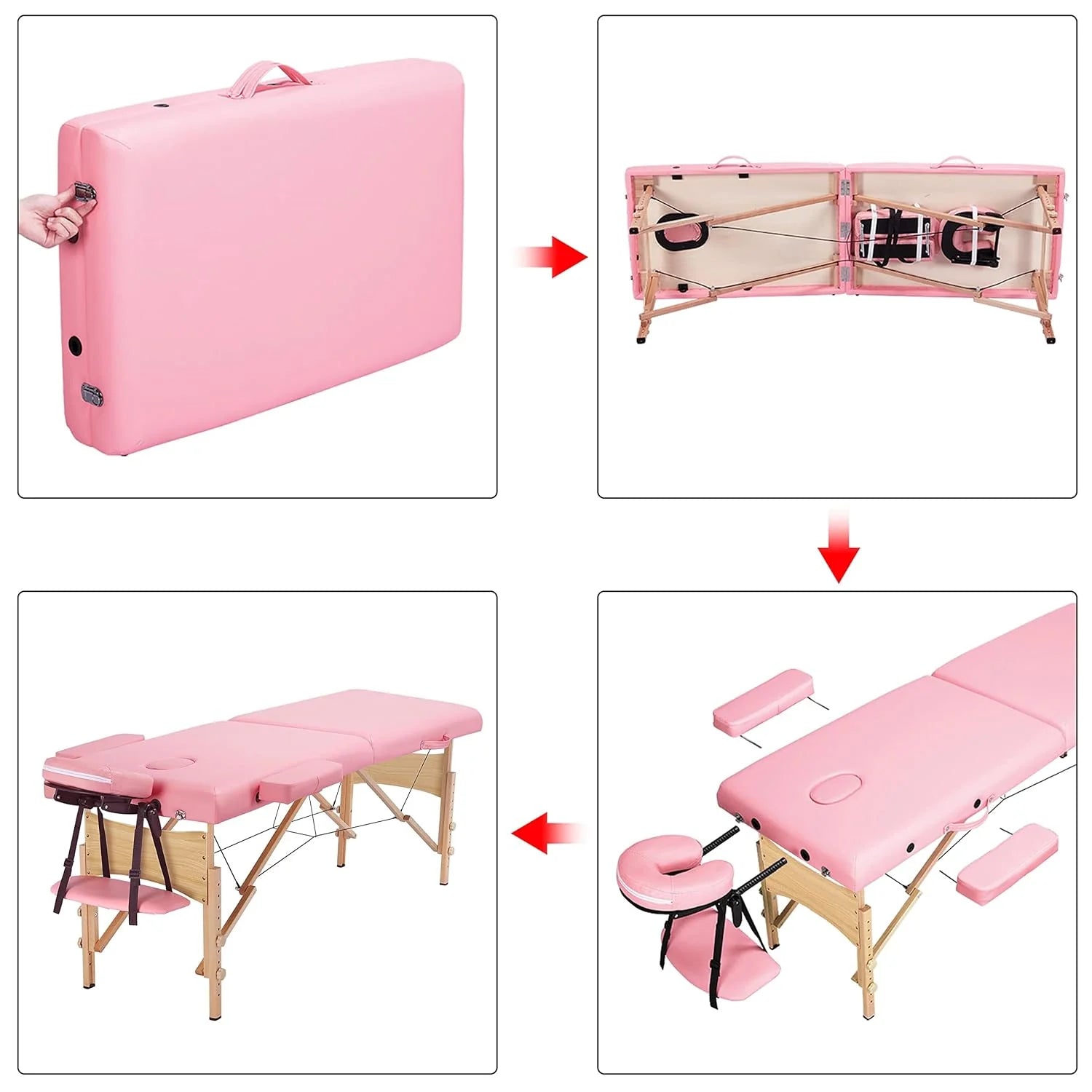 Mesa de Masajes Yaheetech – Mesa Plegable Portátil para Tratamientos, Pestañas, Spa – Mesa de Masaje Ajustable en 2 Secciones con Bolsa No Tejida, 24 pulgadas, Negra