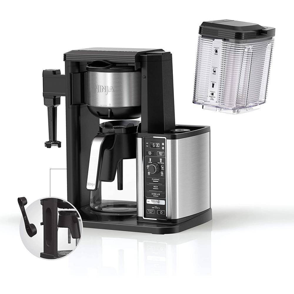 2025 Cafetera Especialidad Ninja con Jarra de Vidrio de 50 Oz, Acabado en Negro y Acero Inoxidable