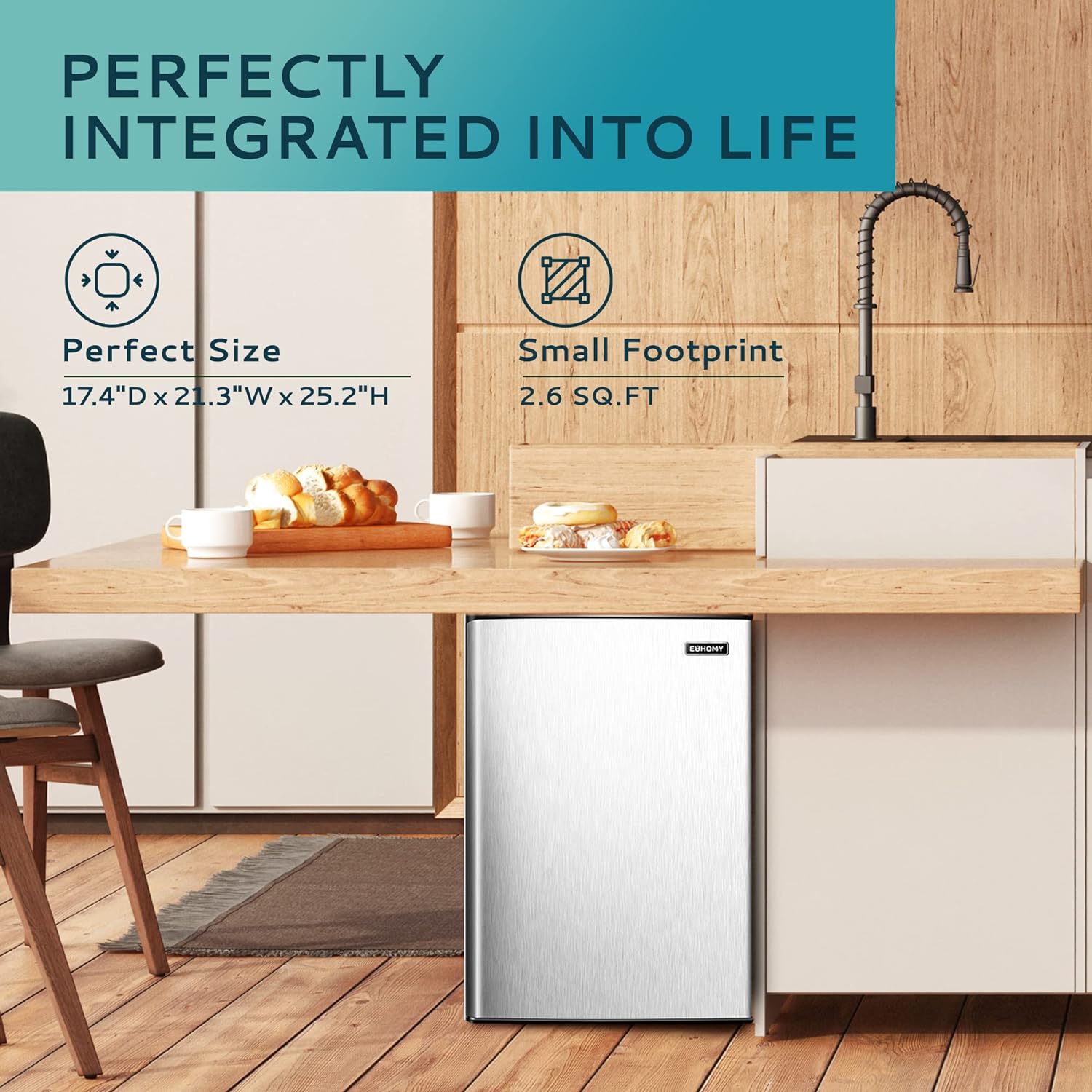 Congelador Vertical, 3.0 Pies Cúbicos, Congelador Mini Compacto de Una Puerta con Puerta Reversible de Acero Inoxidable, Congelador Pequeño para Hogar/Dormitorios/Apartamento/Oficina (Plateado)